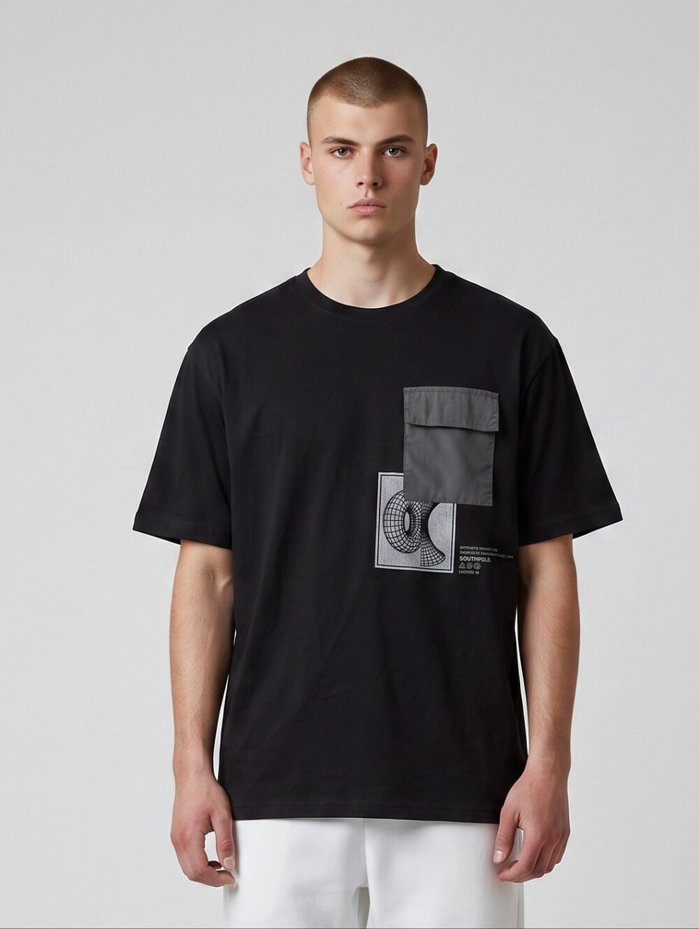 Vintage Southpole Men's Black Graphic Pocket T-Shirt